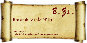 Bacsek Zsófia névjegykártya